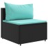 Set muebles de jardín 6 piezas y cojines ratán sintético