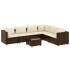 Set muebles de jardín 7 piezas y cojines ratán sintético