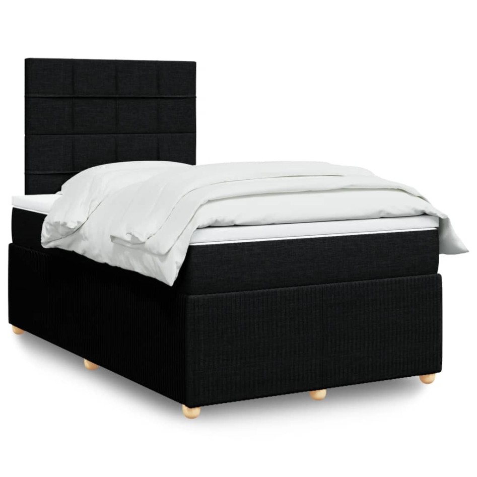 Cama box spring con colchón tela negro 120x200