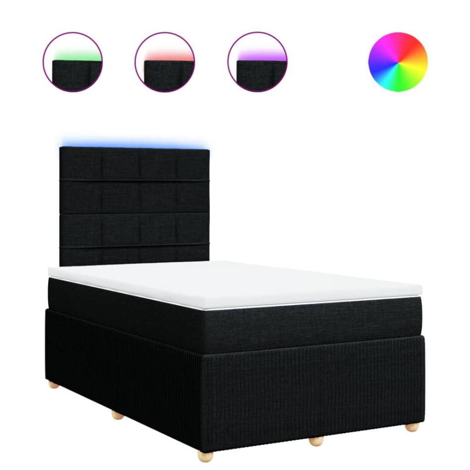 Cama box spring con colchón tela negro 120x200