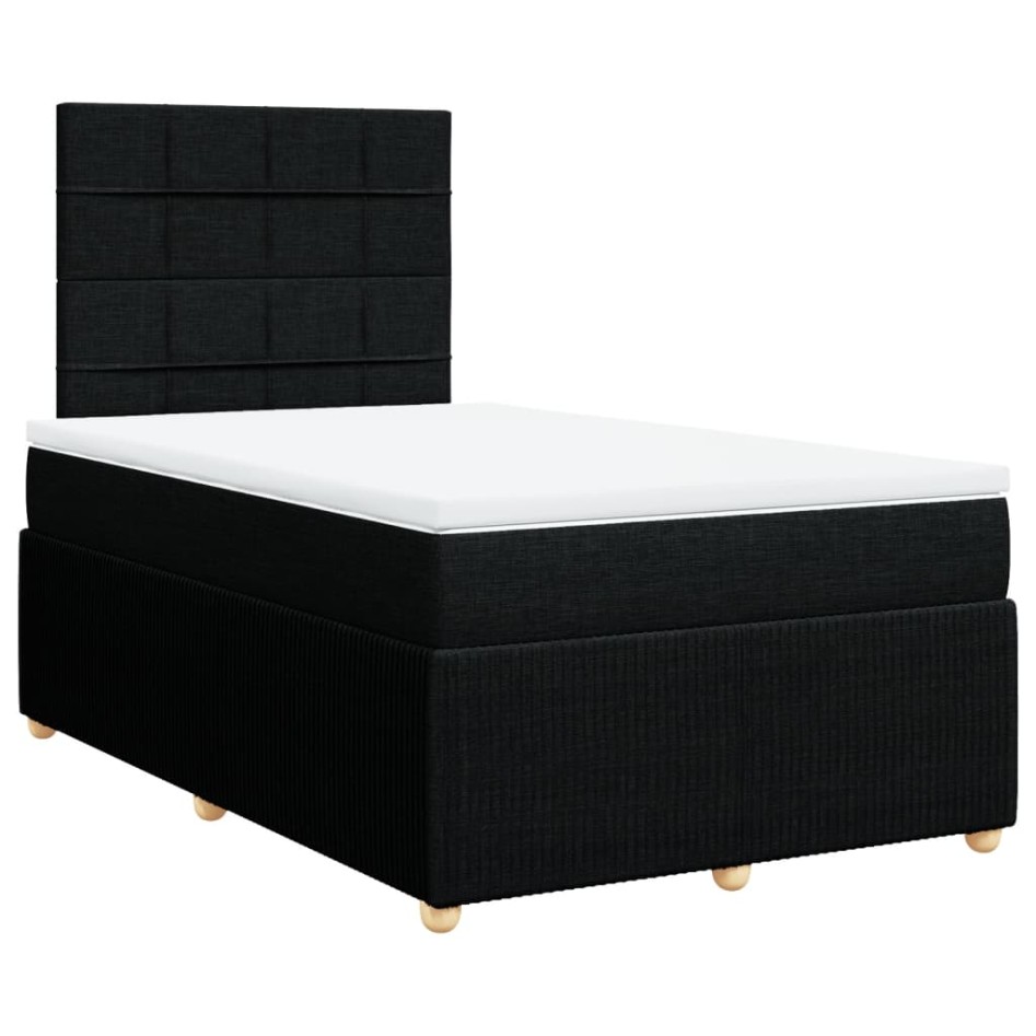 Cama box spring con colchón tela negro 120x200