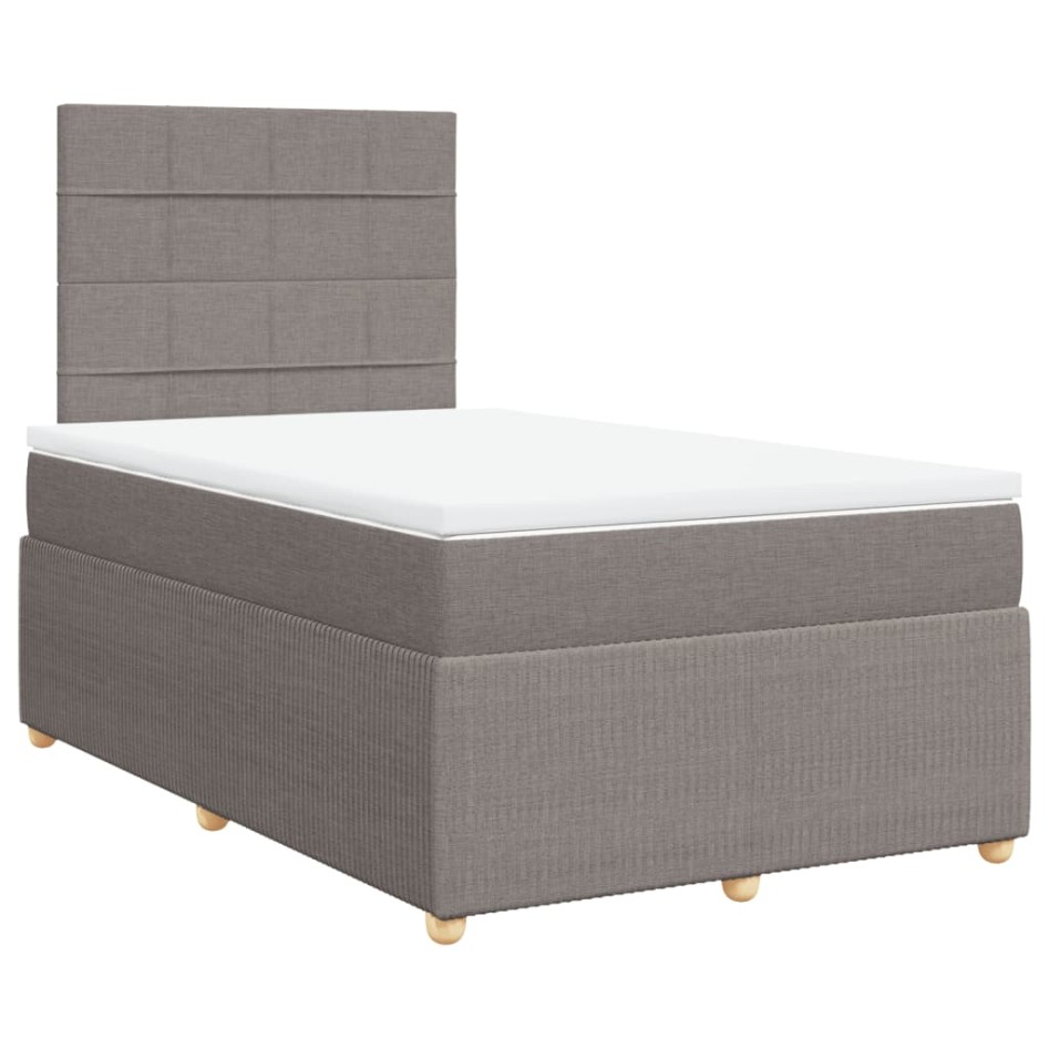 Cama box spring con colchón tela gris taupe 120x200