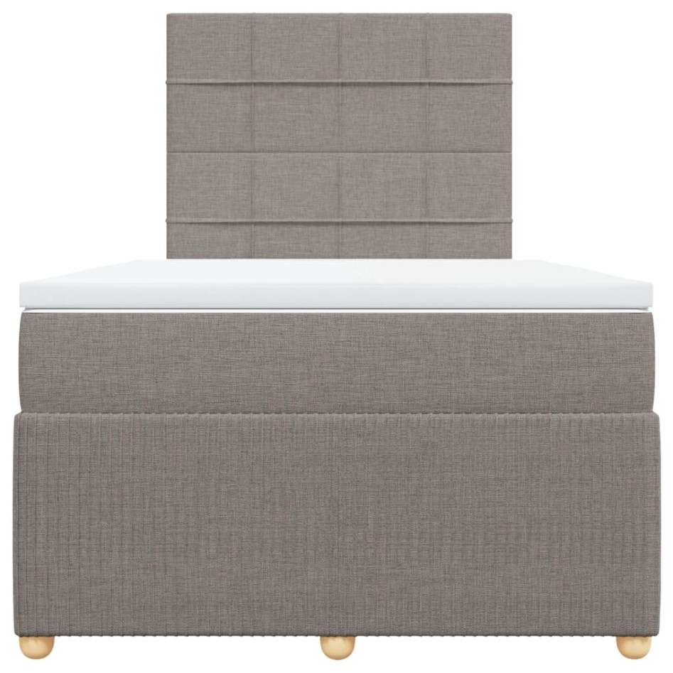 Cama box spring con colchón tela gris taupe 120x200