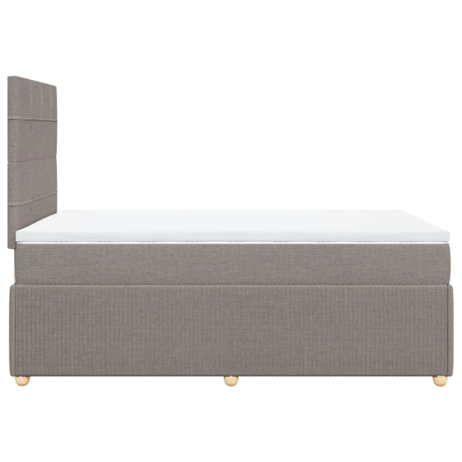 Cama box spring con colchón tela gris taupe 120x200