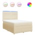 Cama box spring con colchón tela color crema 140x200