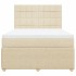 Cama box spring con colchón tela color crema 140x200