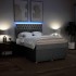 Cama box spring con colchón tela gris claro 140x200