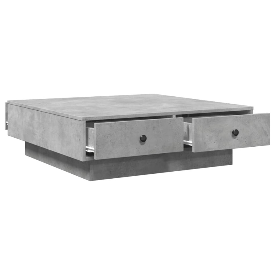 Mesa de centro madera de ingeniería gris hormigón 90x90x28