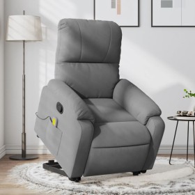 Sillón reclinable masaje elevable tela microfibra gris