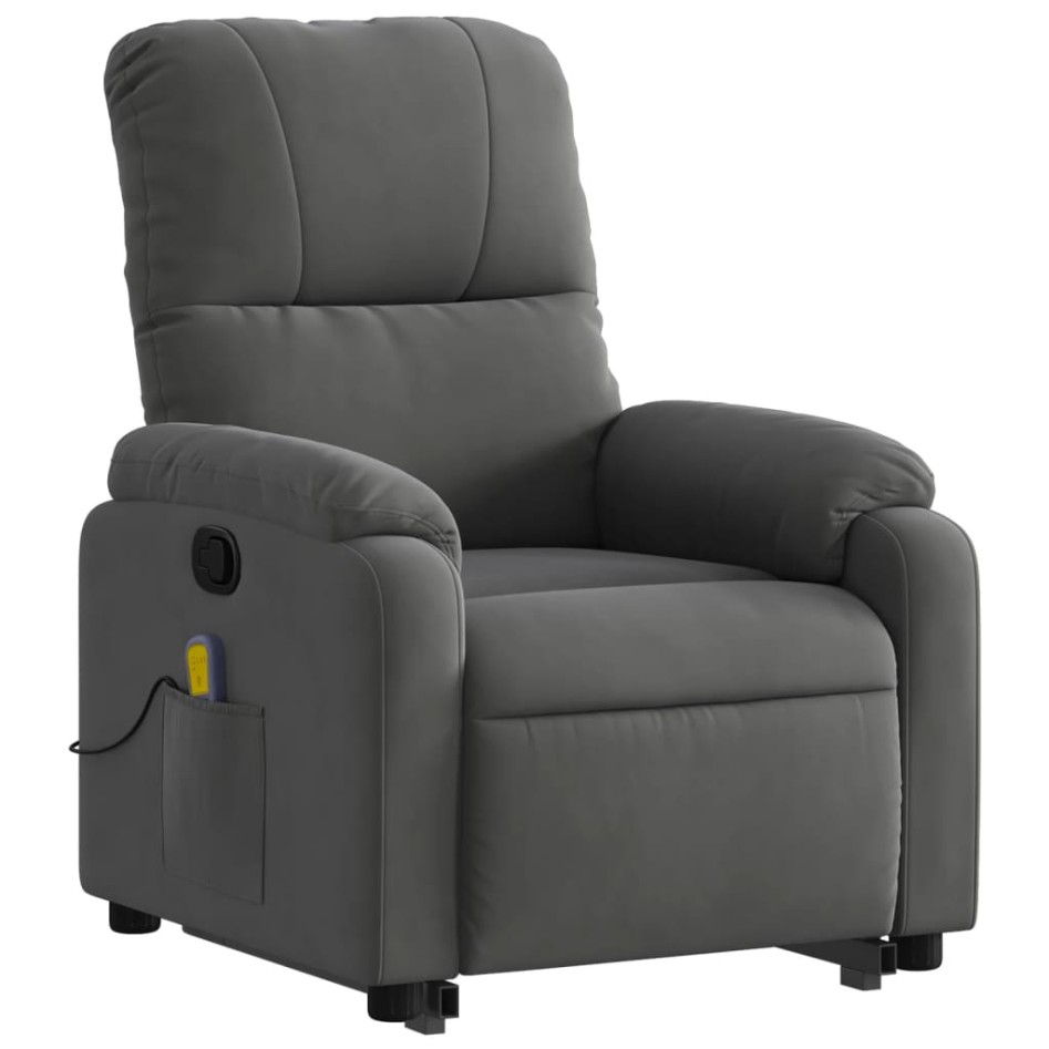 Sillón reclinable masaje elevable tela microfibra gris