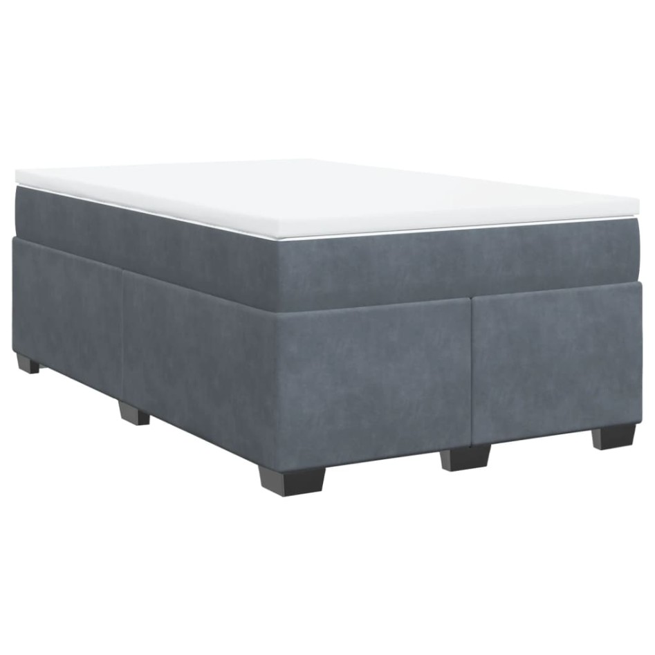 Cama box spring con colchón terciopelo gris oscuro 120x190