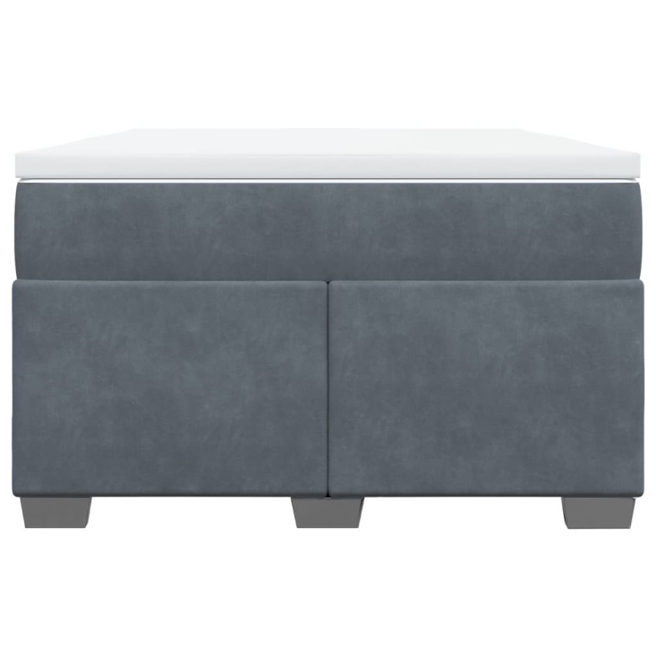 Cama box spring con colchón terciopelo gris oscuro 120x190