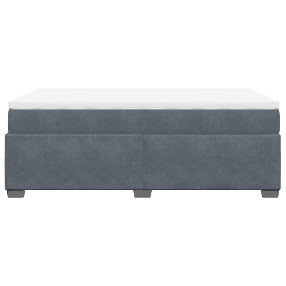 Cama box spring con colchón terciopelo gris oscuro 120x190