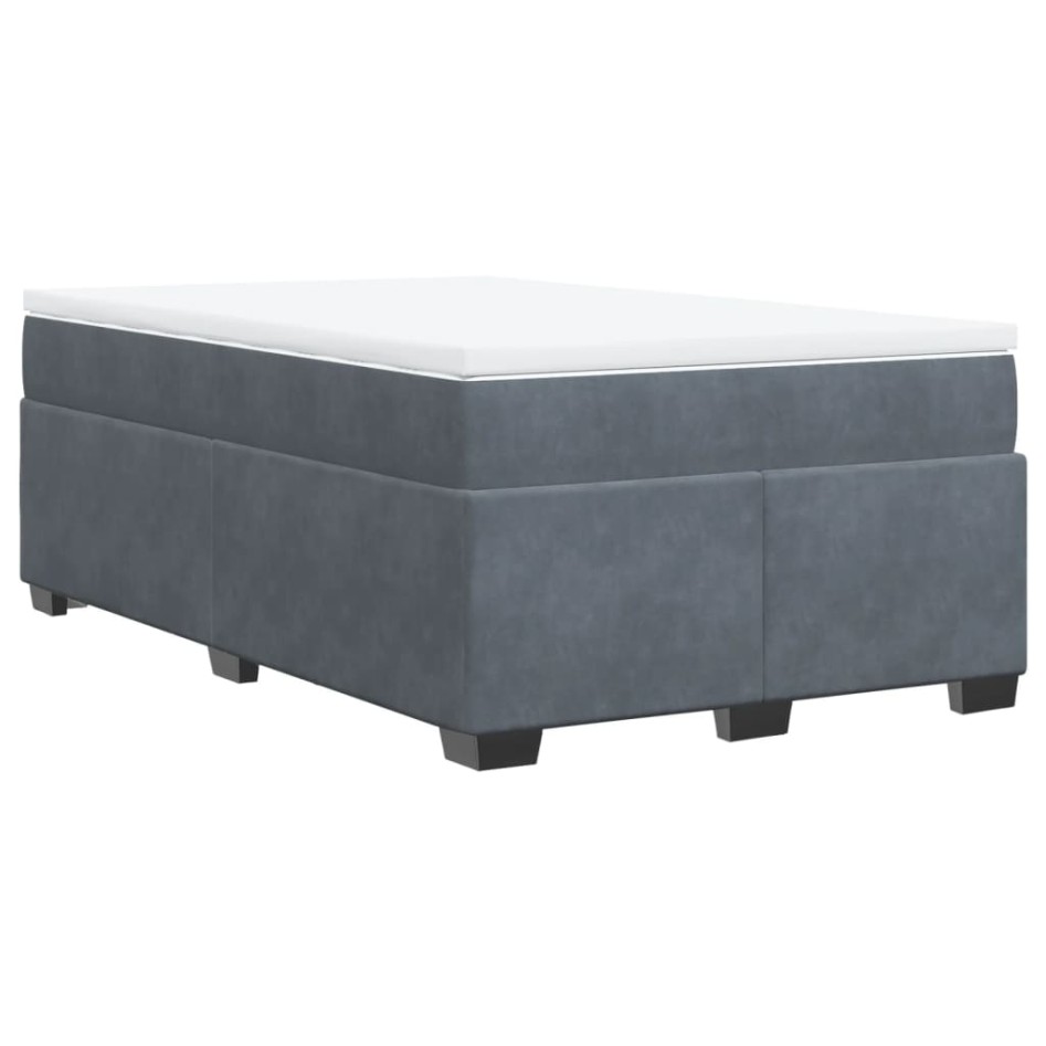 Cama box spring con colchón terciopelo gris oscuro 120x190