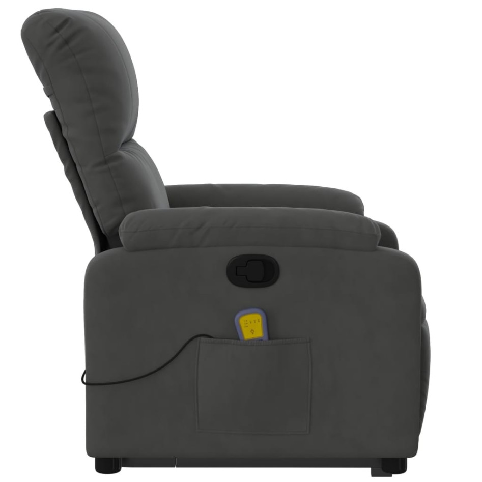 Sillón reclinable masaje elevable tela microfibra gris
