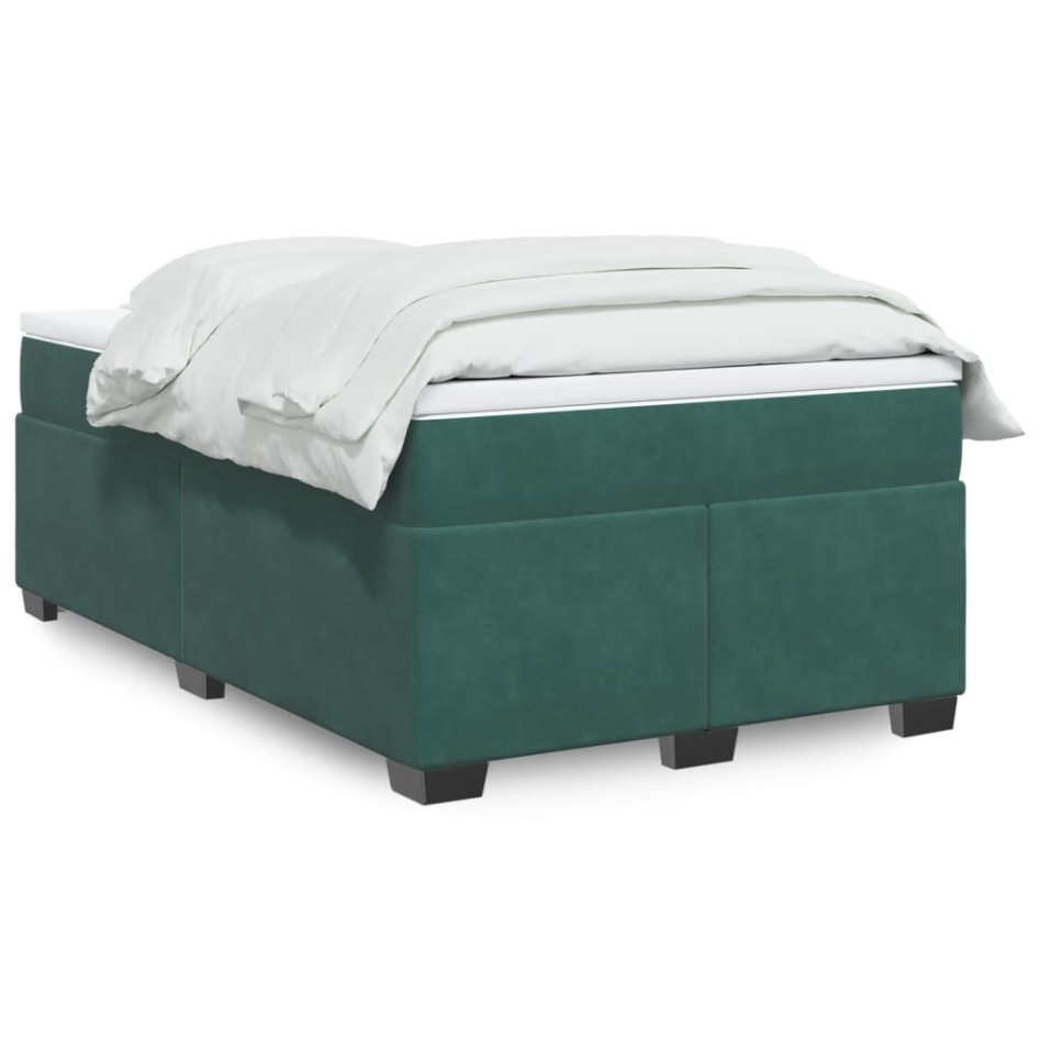 Cama box spring con colchón terciopelo verde oscuro 120x190