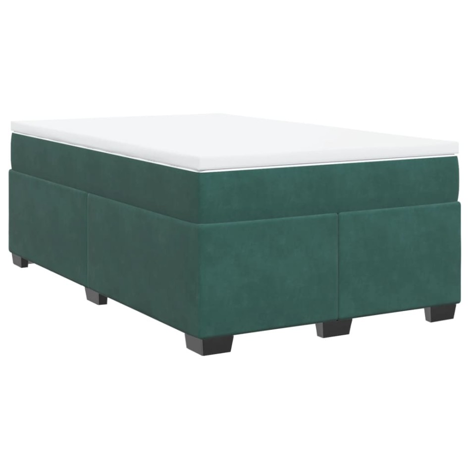 Cama box spring con colchón terciopelo verde oscuro 120x190