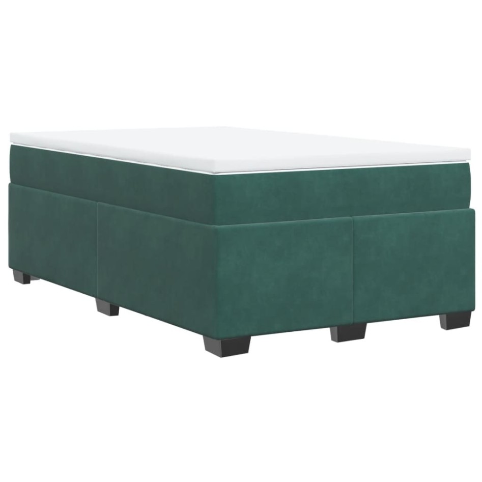 Cama box spring con colchón terciopelo verde oscuro 120x190