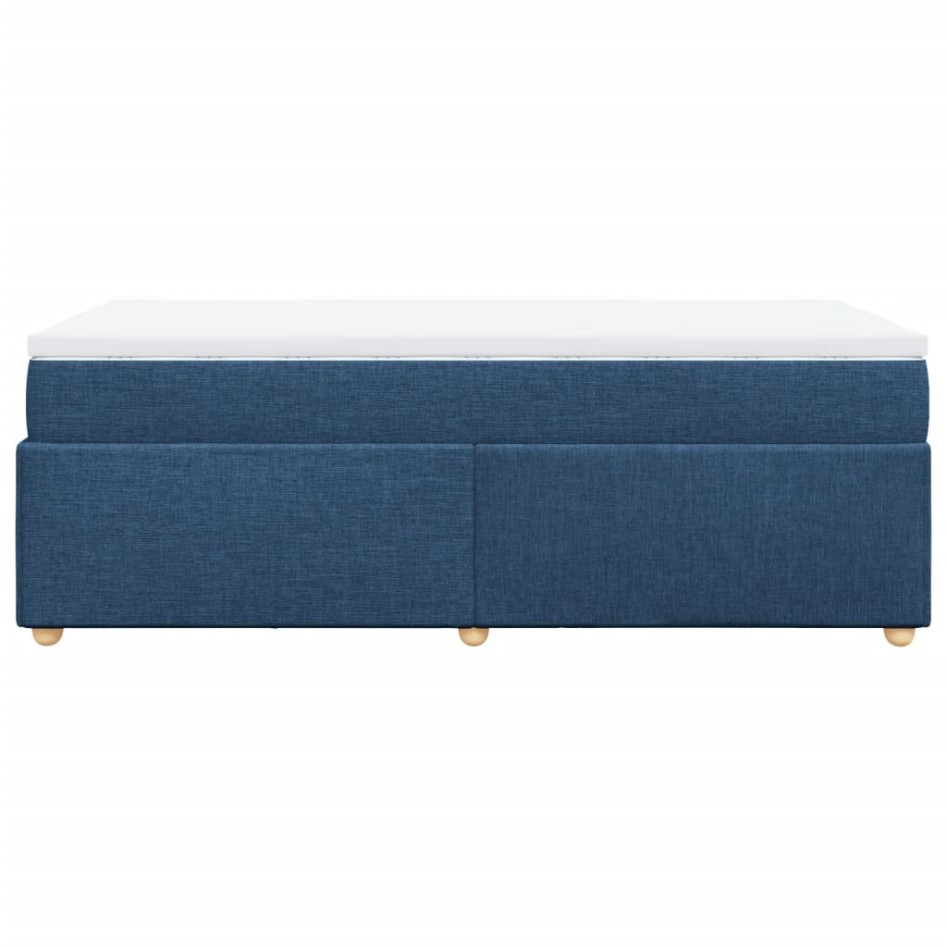 Cama box spring con colchón tela azul 80x200