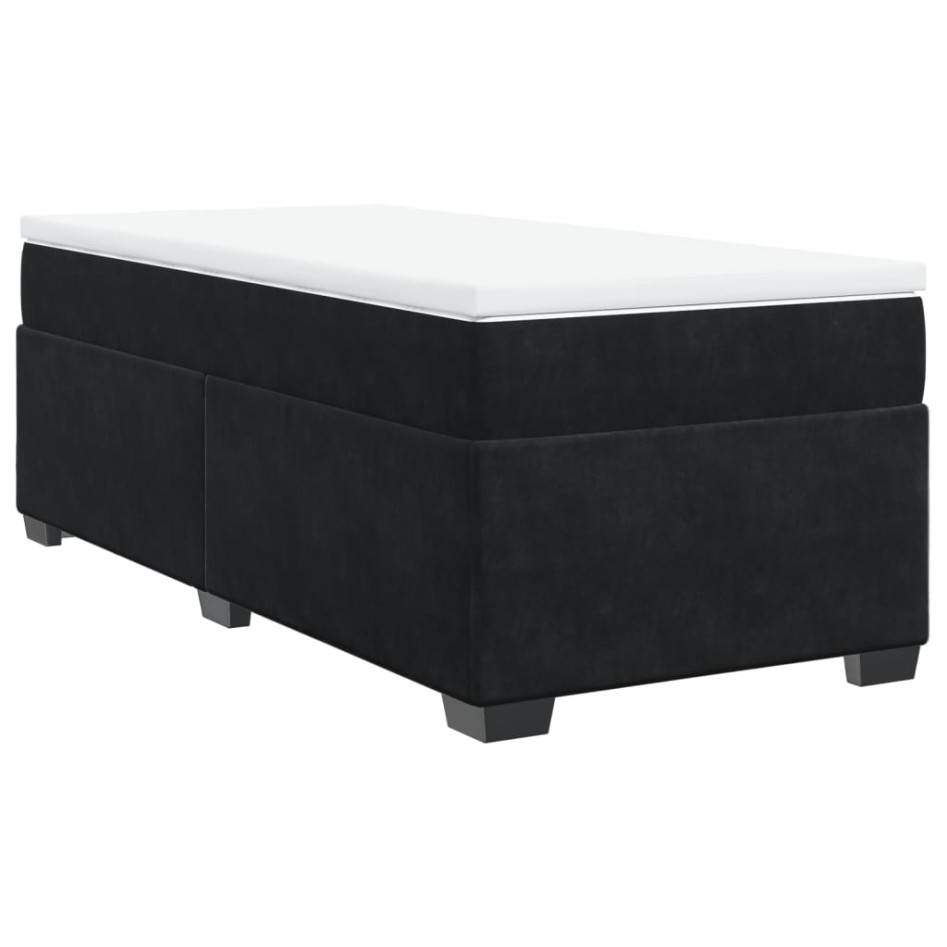 Cama box spring con colchón terciopelo negro 80x200