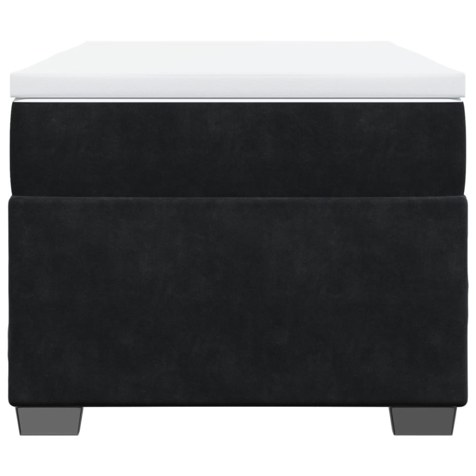 Cama box spring con colchón terciopelo negro 80x200