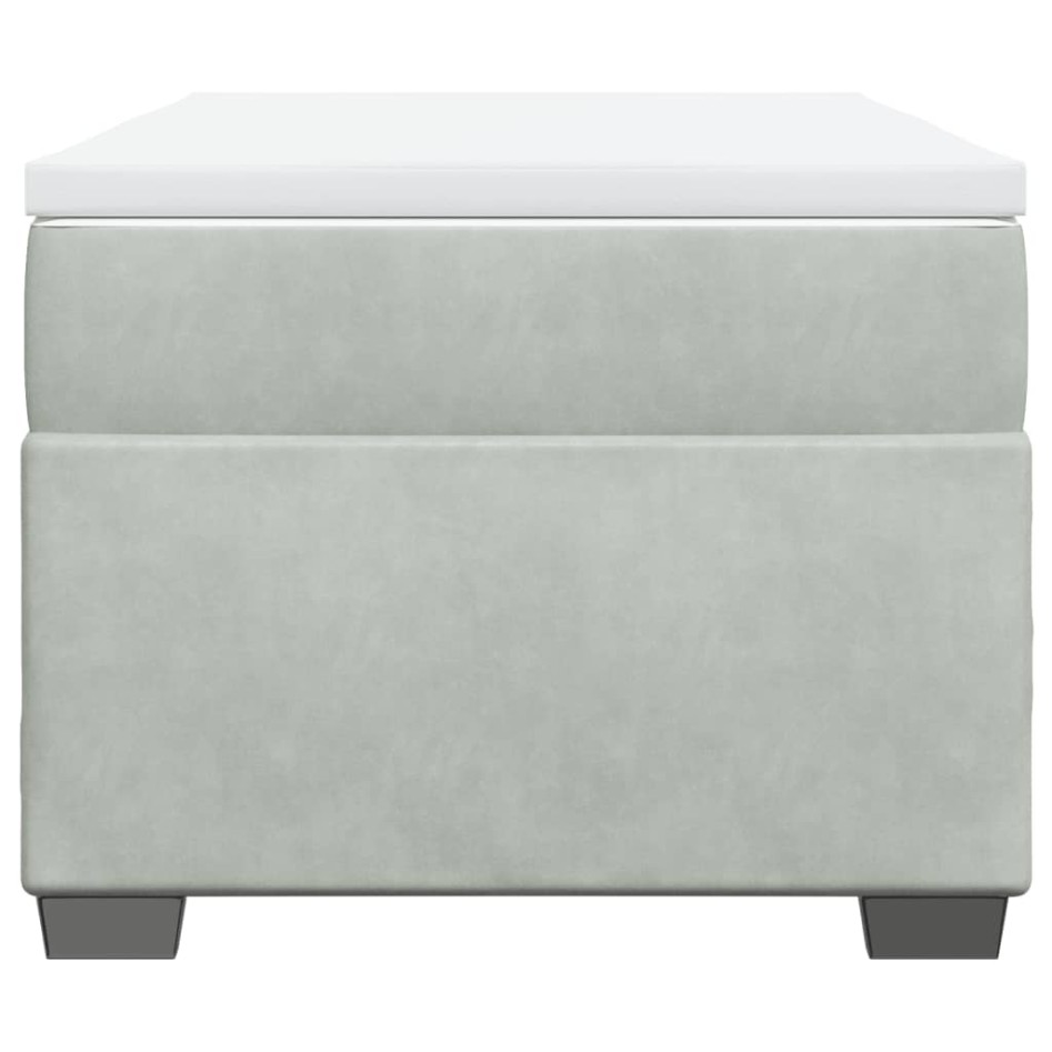 Cama box spring con colchón terciopelo gris claro 80x200