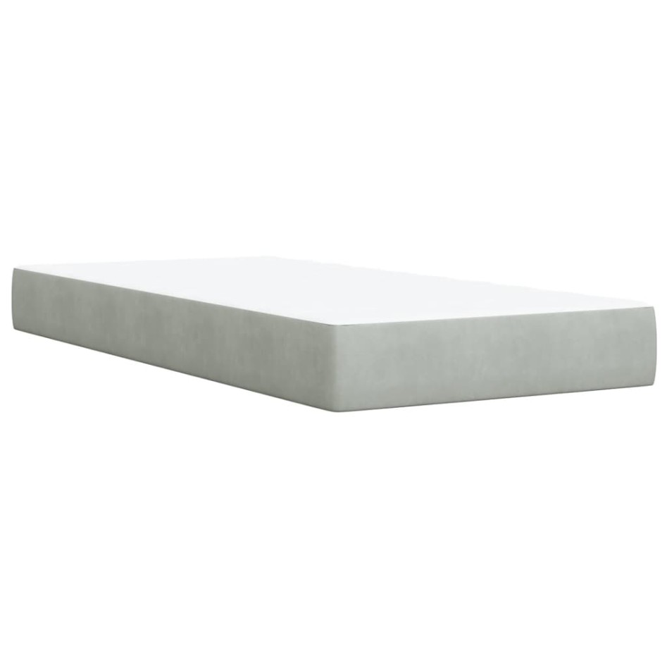 Cama box spring con colchón terciopelo gris claro 80x200
