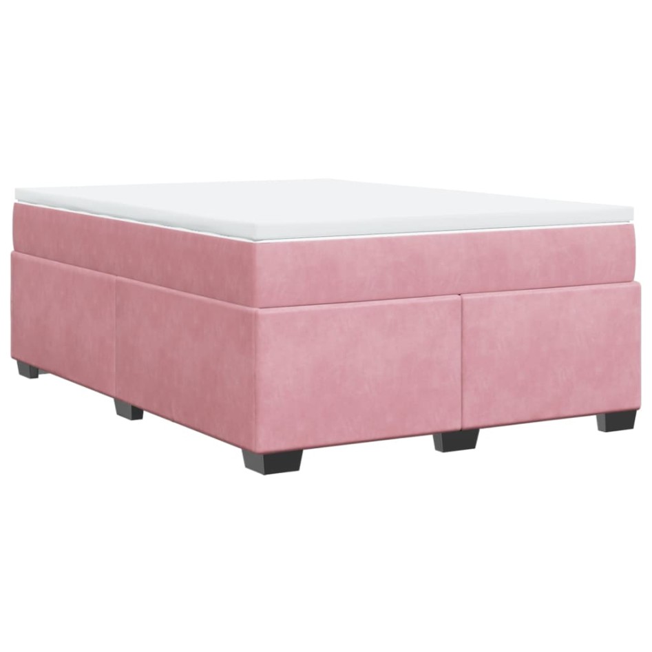Cama box spring con colchón terciopelo rosa 160x200