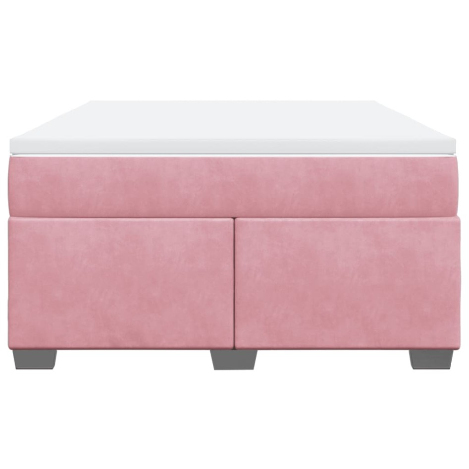 Cama box spring con colchón terciopelo rosa 160x200