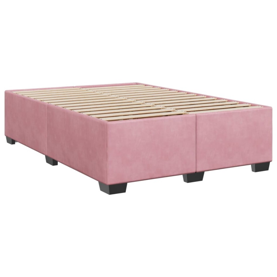 Cama box spring con colchón terciopelo rosa 160x200