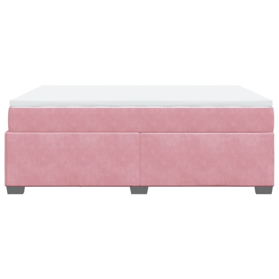 Cama box spring con colchón terciopelo rosa 160x200