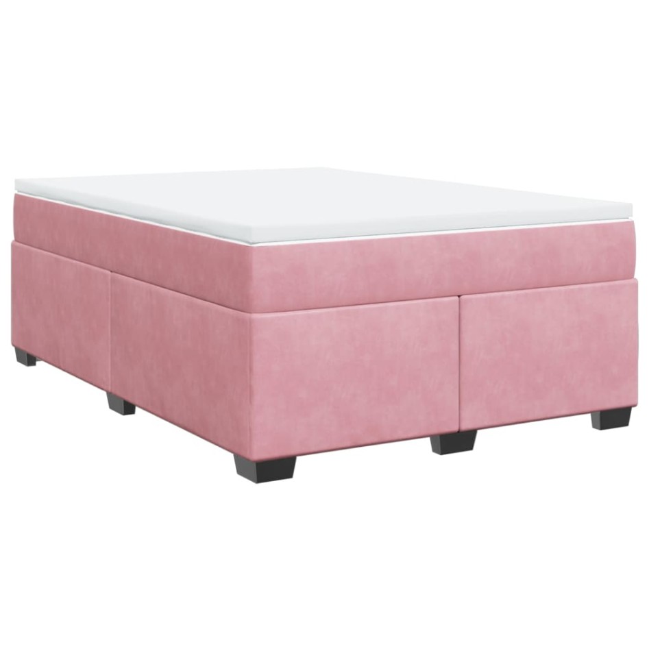 Cama box spring con colchón terciopelo rosa 160x200