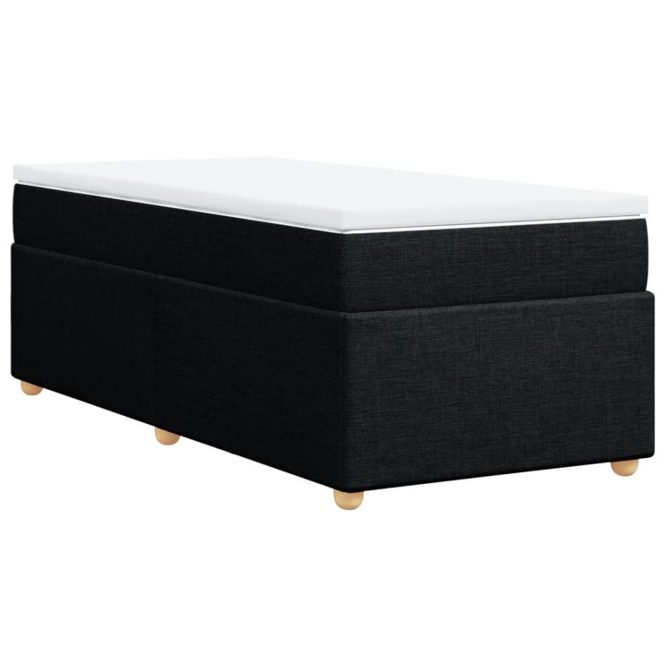 Cama box spring con colchón tela negro 90x190