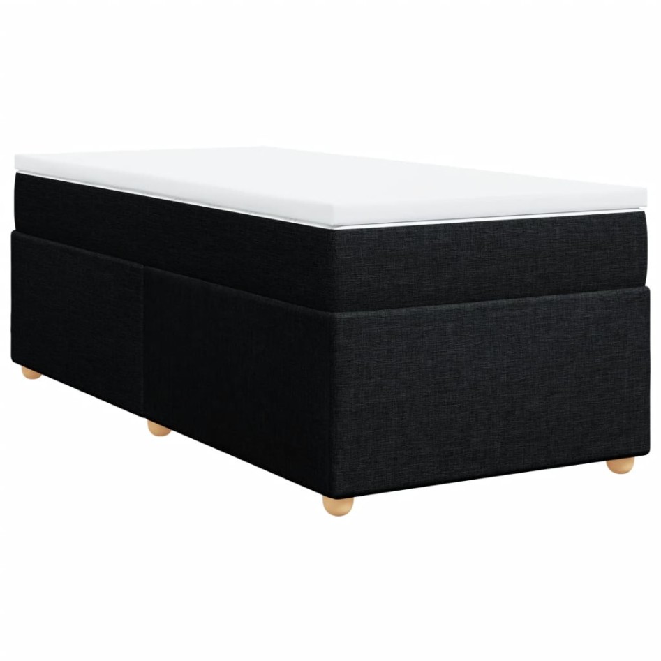 Cama box spring con colchón tela negro 90x190