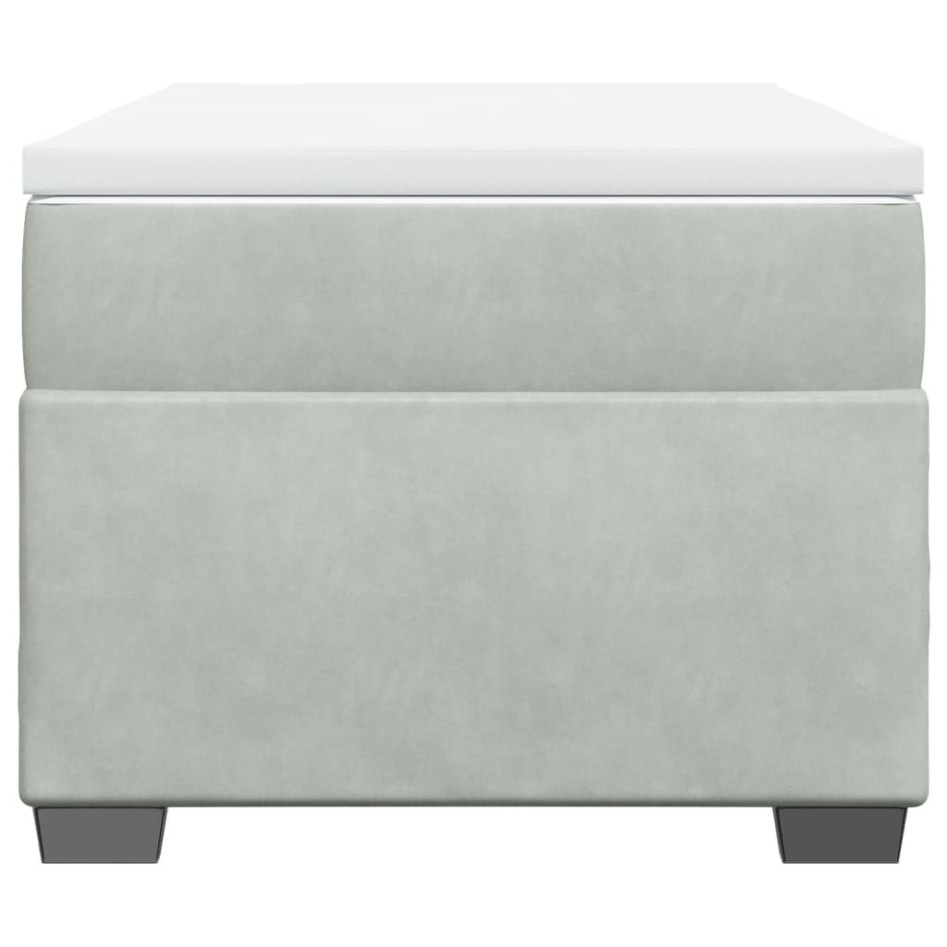 Cama box spring con colchón terciopelo gris claro 90x190