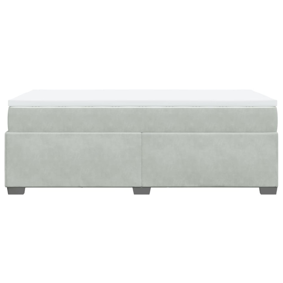 Cama box spring con colchón terciopelo gris claro 90x190