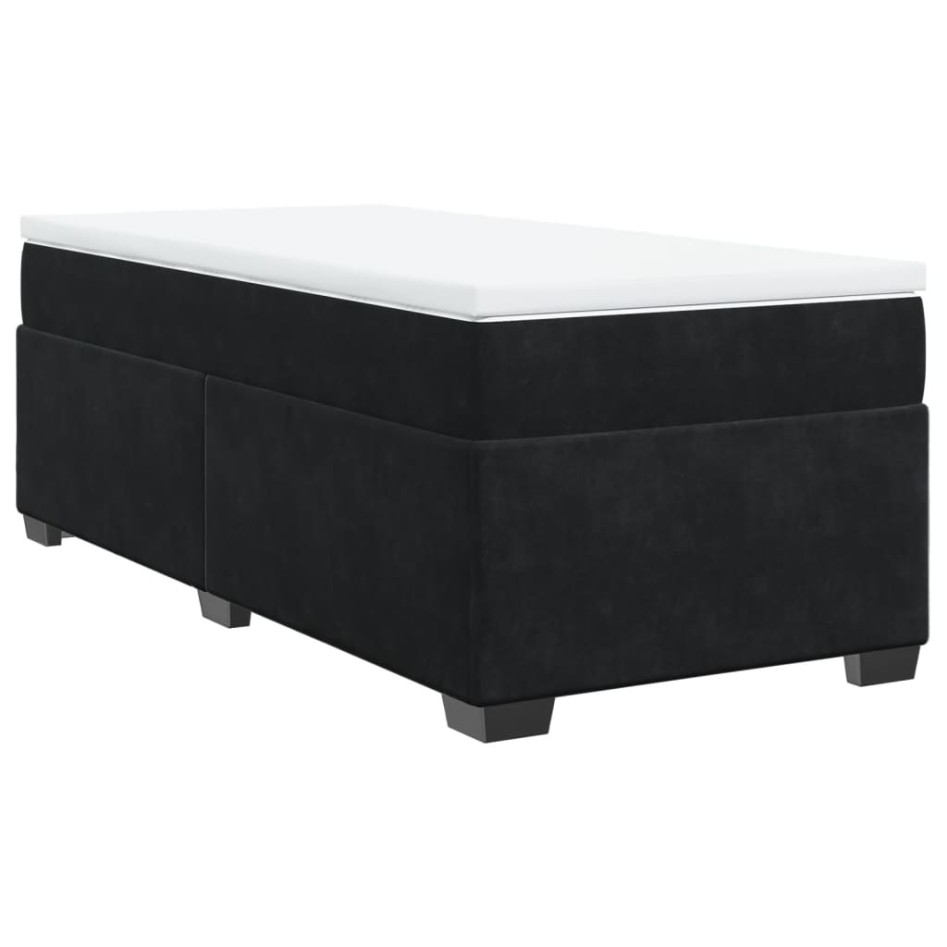 Cama box spring con colchón cuero sintético negro 90x190