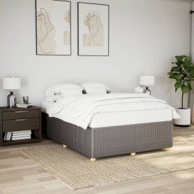 Cama sin colchón tela gris taupe 140x190