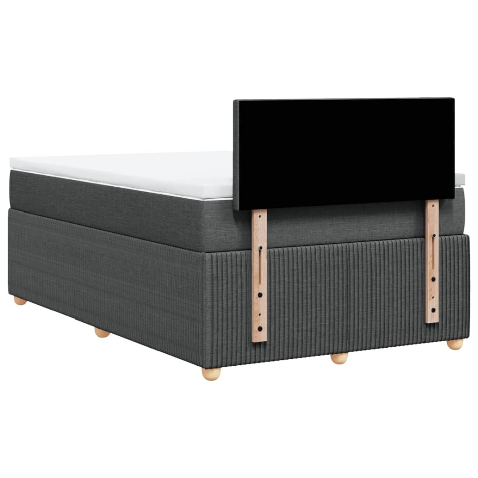 Cama box spring con colchón tela gris oscuro 120x200