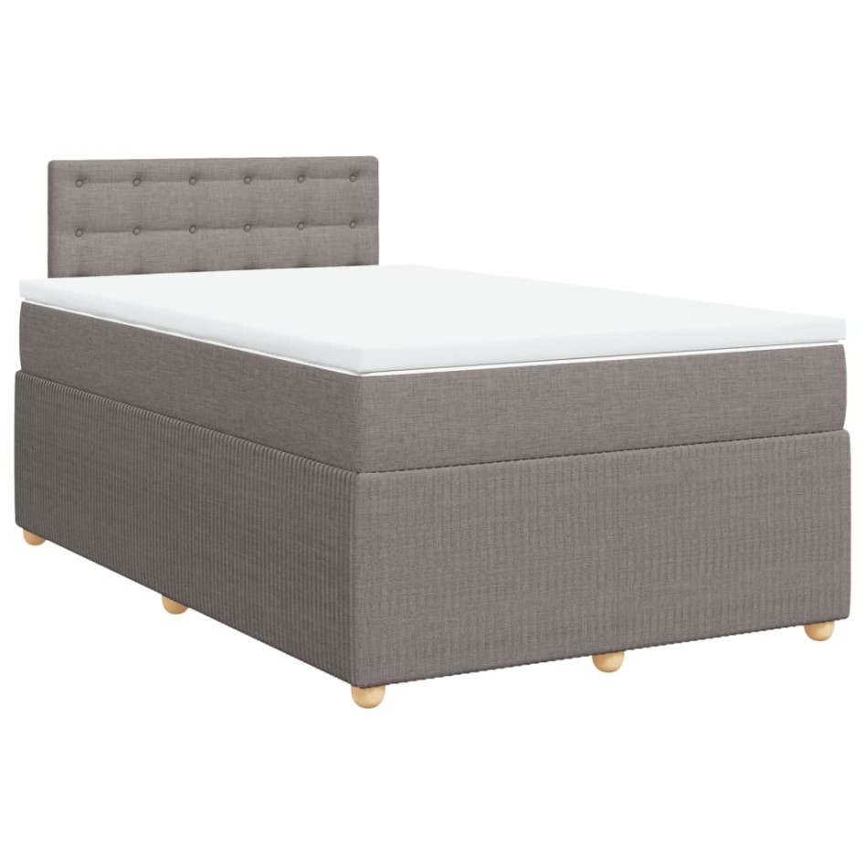 Cama box spring con colchón tela gris taupe 120x200