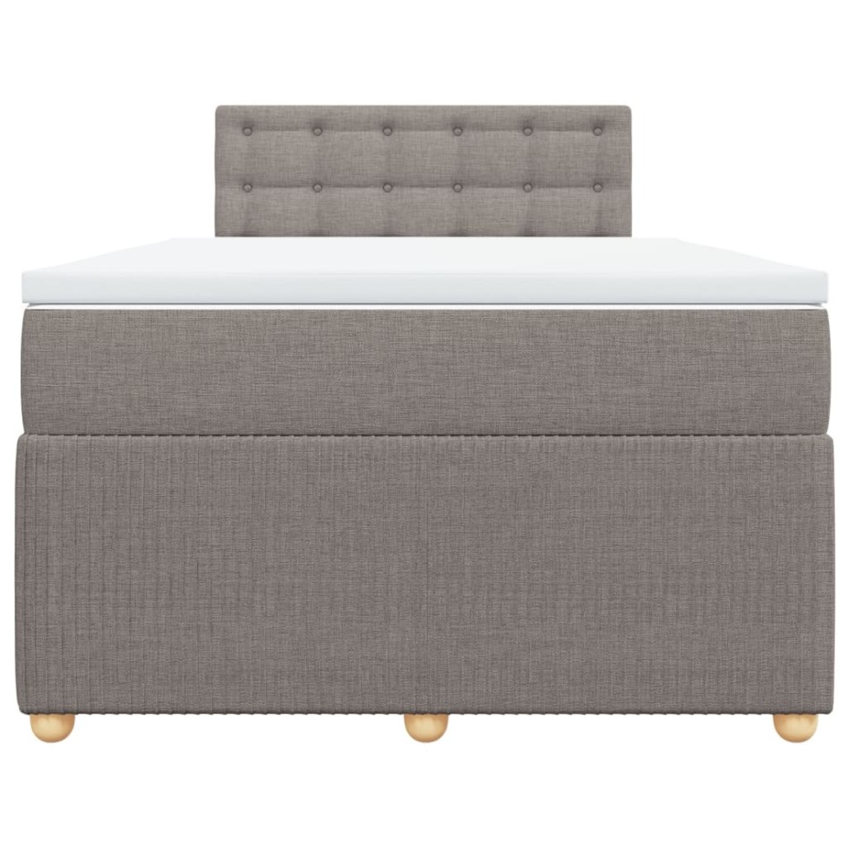 Cama box spring con colchón tela gris taupe 120x200