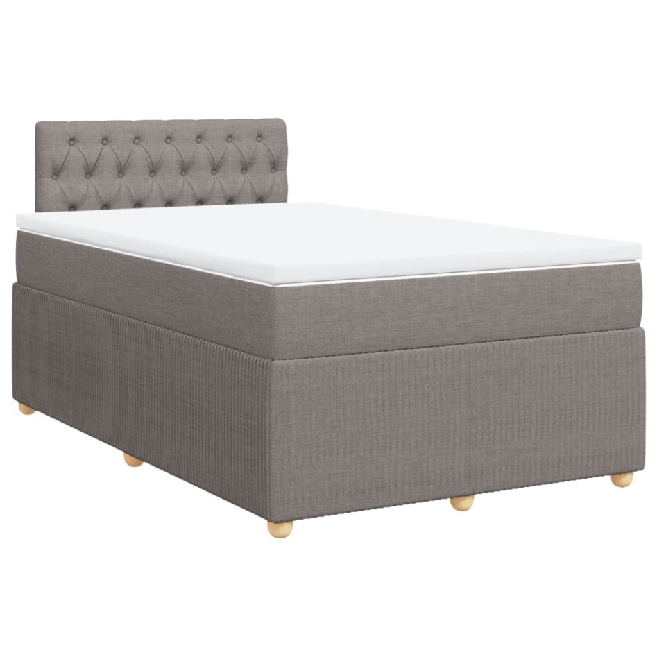 Cama box spring con colchón tela gris taupe 120x200
