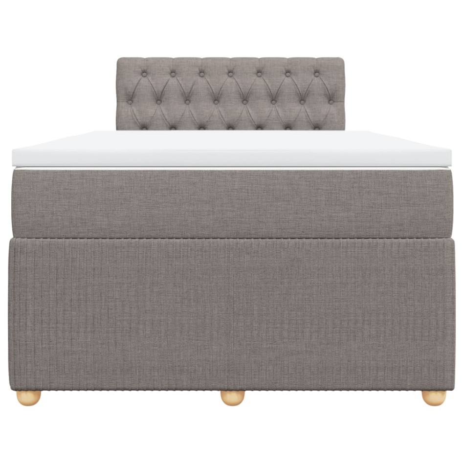 Cama box spring con colchón tela gris taupe 120x200
