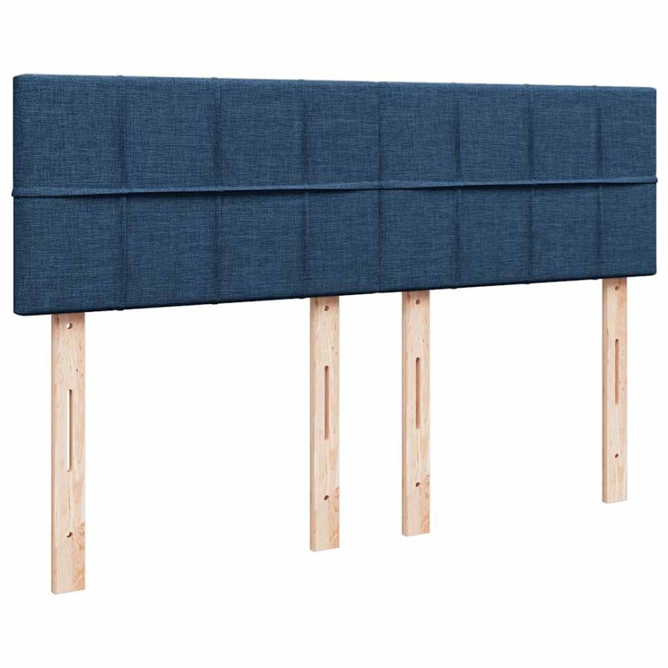 Cama box spring con colchón tela azul 140x190