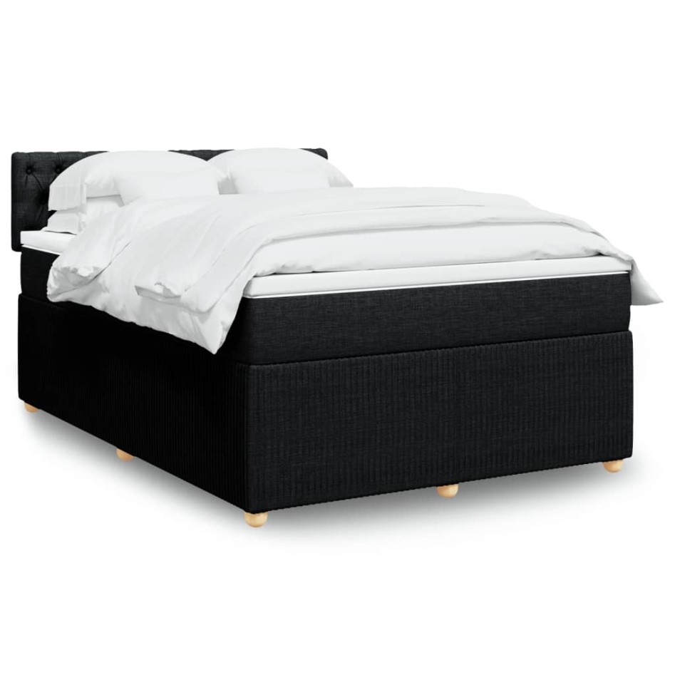 Cama box spring con colchón tela negro 140x190