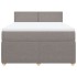Cama box spring con colchón tela gris taupe 140x200