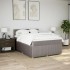 Cama box spring con colchón tela gris taupe 140x200