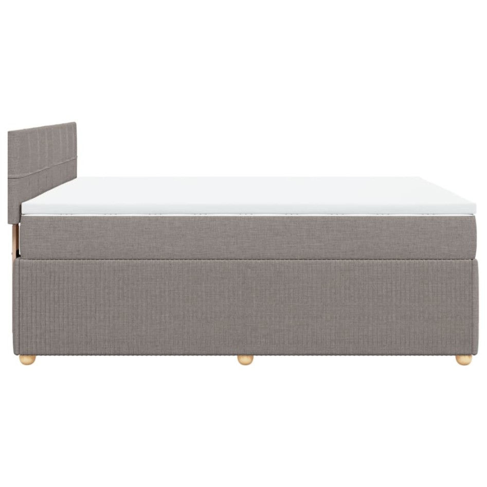 Cama box spring con colchón tela gris taupe 140x200
