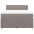 Cama box spring con colchón tela gris taupe 160x200