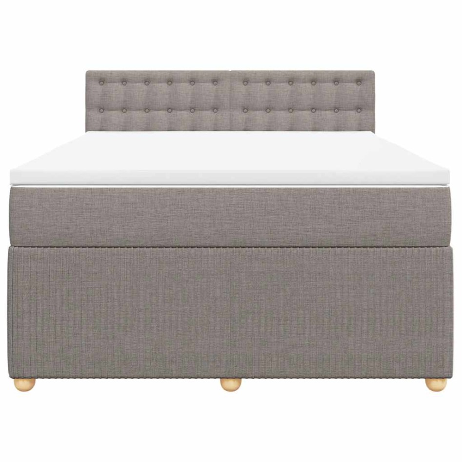 Cama box spring con colchón tela gris taupe 160x200